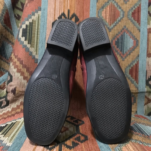 Burgundy Soft Leather Zip Ankle Boots - Picture 4 of 7